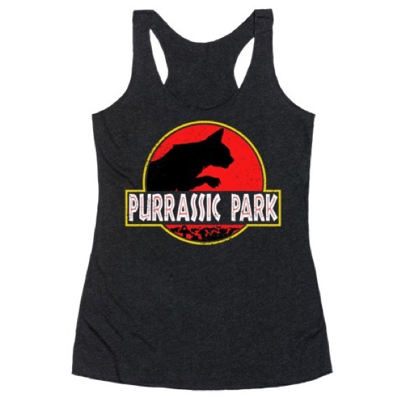 Purrasic Park / Cat Jurassic Park Graphic Tee Tank Top - Picture 1 of 5